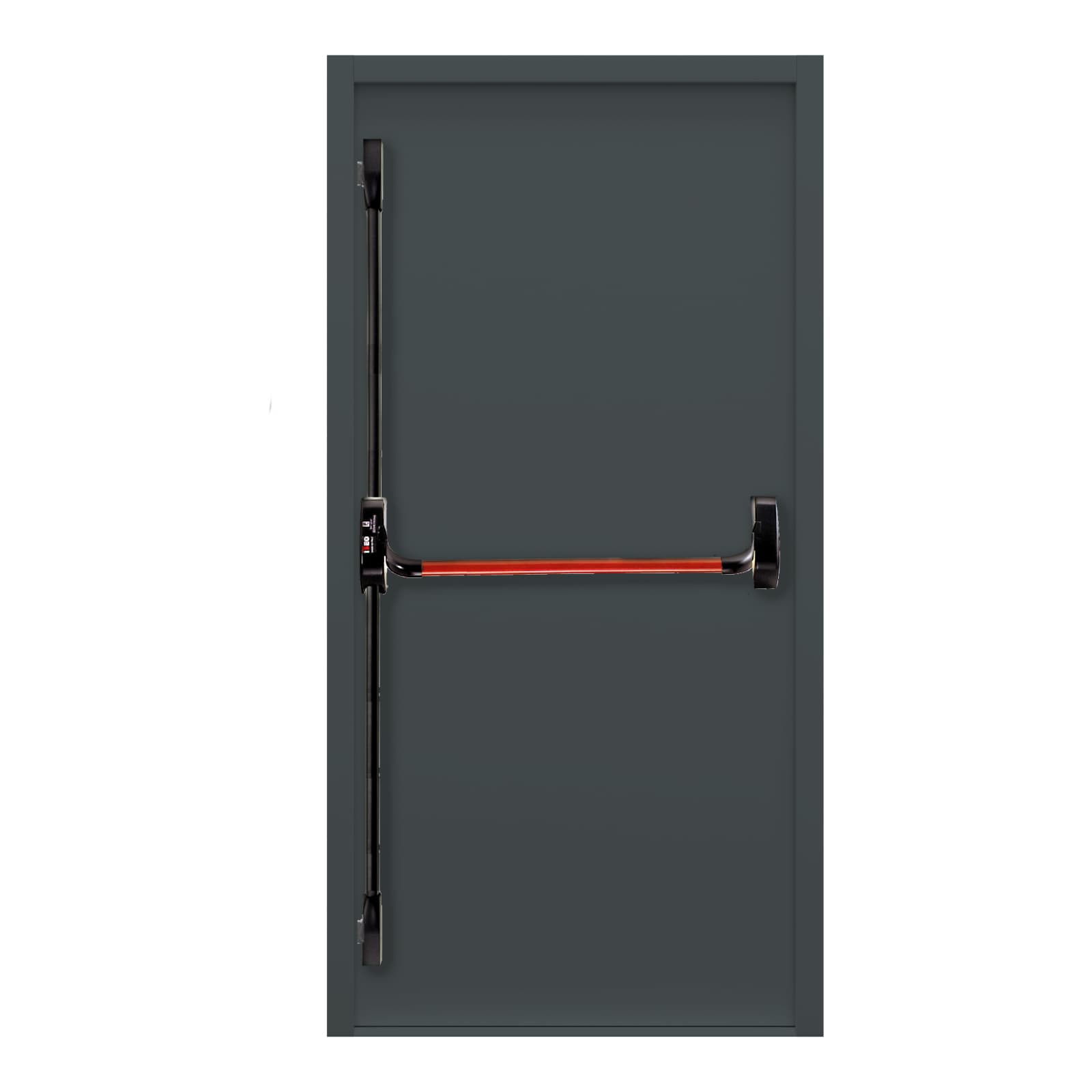 Internal view of a container fire exit door fitted with ISEO panic hardware