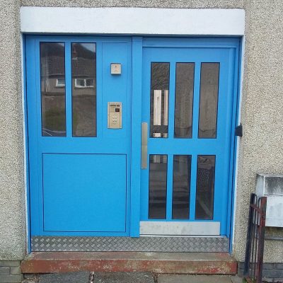 Blue communal Entrance Door