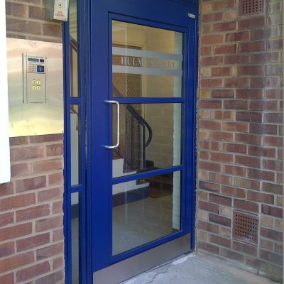 Dark blue commercial entrance door 1