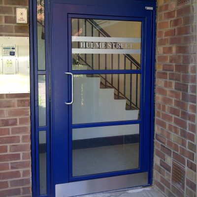 Dark blue commercial entrance door 2