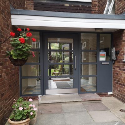 Grey Communal Entrance Door for Residential Flats