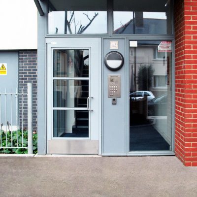 Light grey commercial entrance door 1