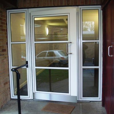 White commercial entrance door