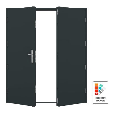 Univerally handed double PA door in grey