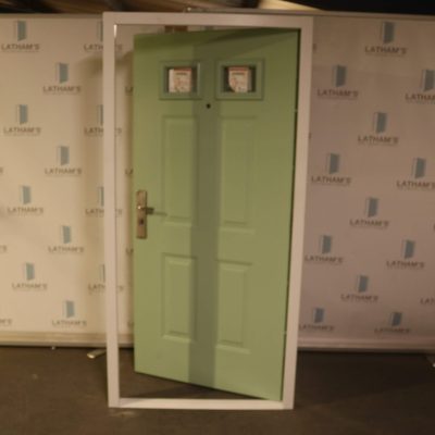 Security Panelled Glazed Front Door - 995 x 2020 | Chartwell Green/Latham's White Frame | LH IN