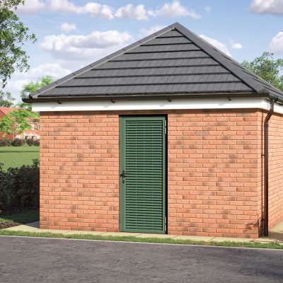 Lathams Fully Louvred Door CG Example Outside Sub Station