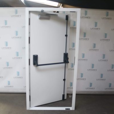 High Security Fire Exit Door | 895mm x 2020mm | Latham's White | RH OUT