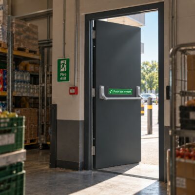 An Anthracite grey emergency exit door