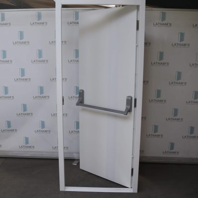 Security Fire Exit Door | 895mm x 2000mm | Latham's White | LH OUT