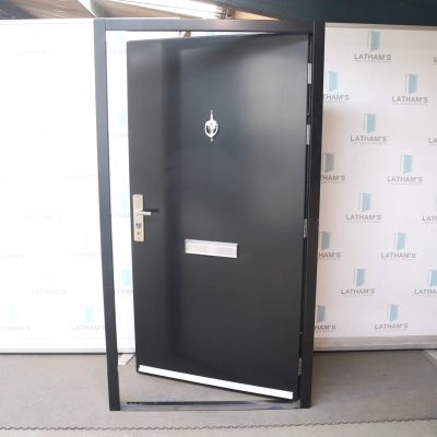 Security Steel Front Door | 1095mm x 2020mm | Jet Black | RH IN