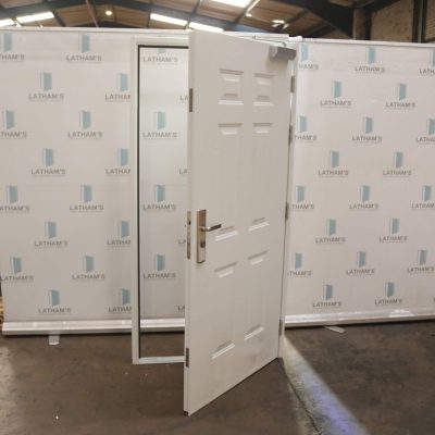Security Panelled Steel Door | 995mm x 2020mm | Latham's White | RH OUT/LH IN