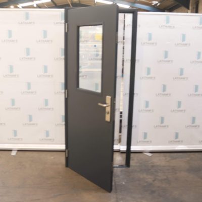 Budget Glazed Steel Door | 890mm x 2010mm | Anthracite Grey | LH OUT