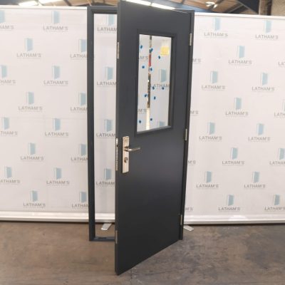 Budget Glazed Steel Door | 890mm x 2020mm | Anthracite Grey | RH OUT