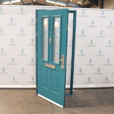 Security Glazed Front Door | 995mm x 2020mm | Peacock Blue | LH OUT