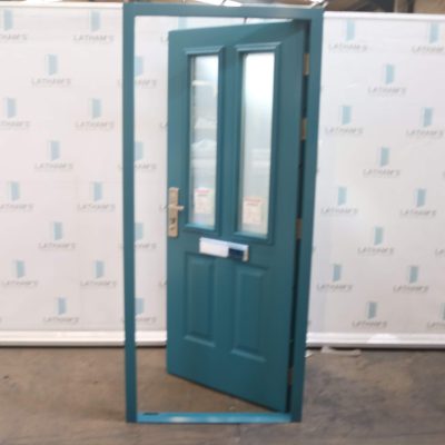 Security Glazed Front Door | 895mm x 2020mm | Peacock Blue | LH OUT