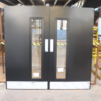 Double Glazed Security Steel Doors | 2265mm x 2145mm | Jet Black | LH IN