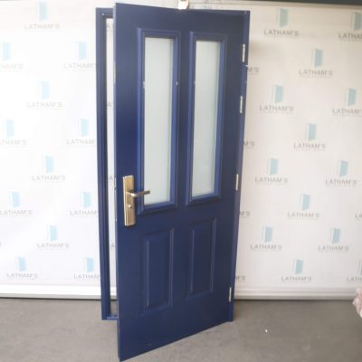 Security Glazed Panelled Steel Door | 895mm x 2020mm | Oxford Blue | RH OUT/LH IN