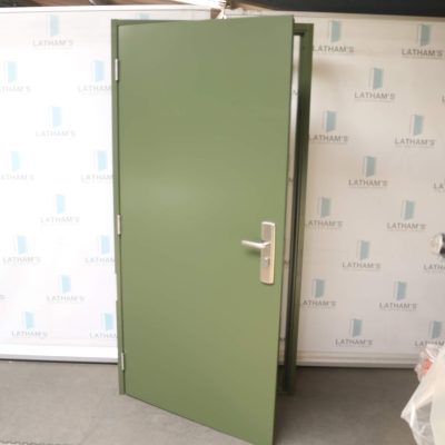 Budget Steel Security Door | 995mm x 2020mm | Jet Black | LH OUT/RH IN