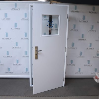Budget Glazed Steel Door | 895mm x 2020mm | Latham's White | RH OUT
