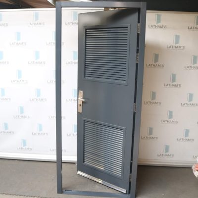 Security Louvred Steel Door | 890mm x 2095mm | Anthracite Grey | RH IN