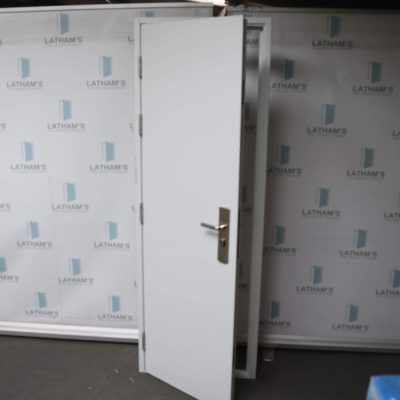 Security Steel Door | 695mm x 2020mm | Latham's White | LH OUT/RH IN