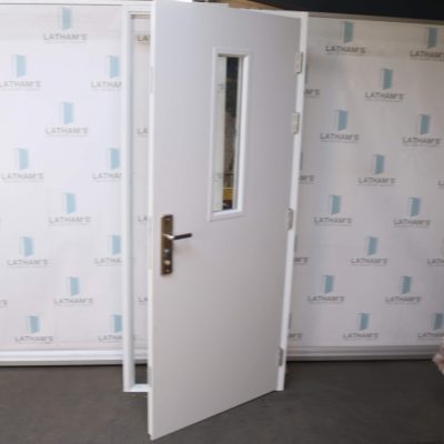 Security Glazed Steel Door | 910mm x 2065mm | Latham's White | RH OUT