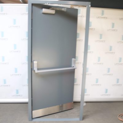 Budget Fire Exit Door | 990mm x 2095mm | Anthracite Grey | RH OUT