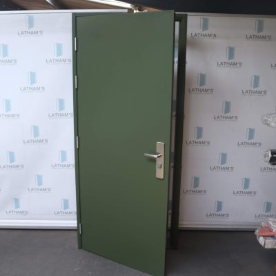 Security Steel Door | 910mm x 2065mm | Kingspan Olive Green | LH OUT/RH IN