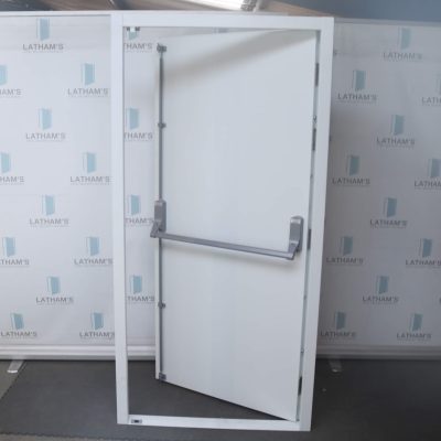 Security Fire Exit Door | 995mm x 2020mm | Latham's White | LH OUT