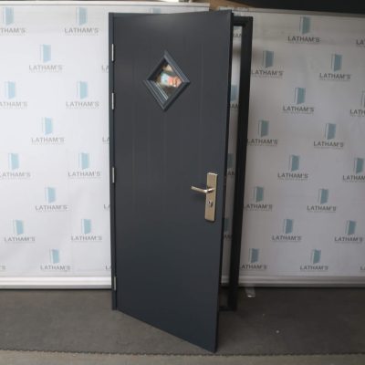 Security Glazed Cottage Style Steel Door | 895mm x 2020mm | Anthracite Grey | LH OUT