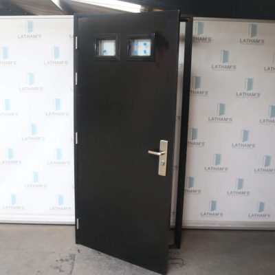 Security Glazed Steel Door | 990mm x 2095mm | Jet Black | LH OUT/RH IN