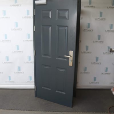 Security Panelled Steel Door | 895mm x 2020mm | Anthracite Grey | LH OUT/RH IN