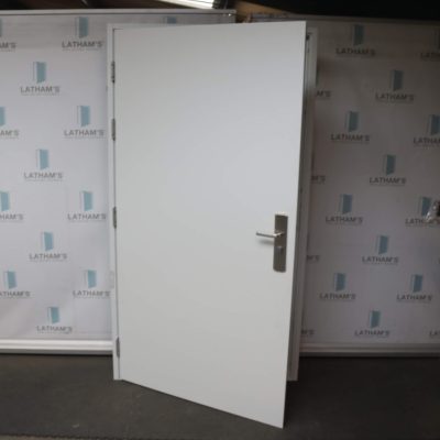 Security Steel Door | 895mm x 2020mm | Latham's White | LH OUT/RH IN