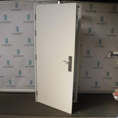 Security Steel Door | 895mm x 2020mm | Latham's White | LH OUT/RH IN