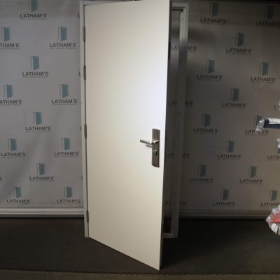 Security Steel Door | 845mm x 2020mm | Latham's White | LH OUT/RH IN