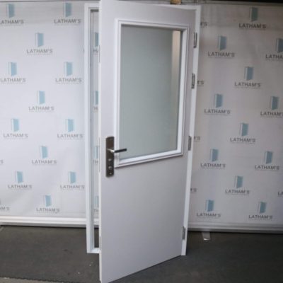 Security Glazed Steel Door | 845mm x 2020mm | Latham's White | RH OUT/LH IN