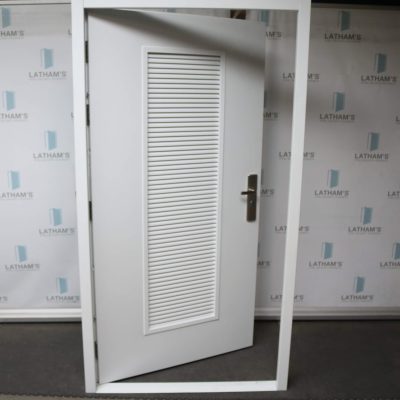 Security Louvred Steel Door | 1095mm x 2020mm | Latham's White | LH IN