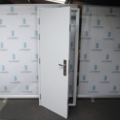 Security Steel Door | 745mm x 2020mm | Latham's White | LH OUT/RH IN