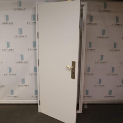 Security Steel Door | 845mm x 2020mm | Latham's White | LH OUT/RH IN