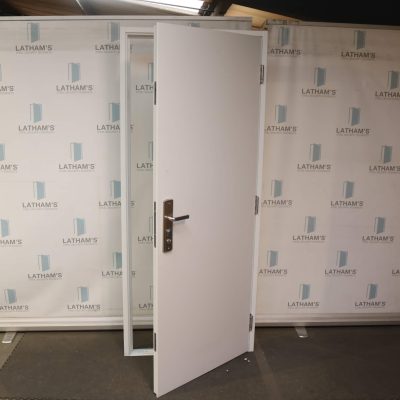 Budget Steel Door | 845mm x 2020mm | Latham's White | RH OUT/LH IN