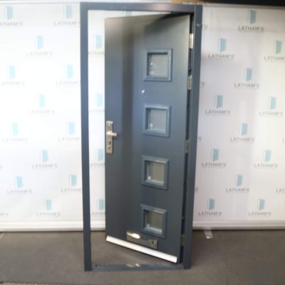 Security Glazed Steel Front Door - 845 x 2020 | Anthracite Grey | RH IN