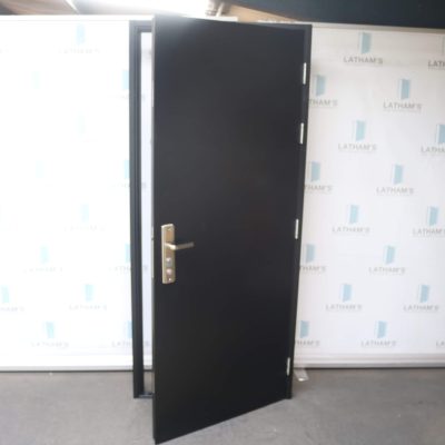 Security Steel Door | 910mm x 2065mm | Jet Black | RH OUT/LH IN