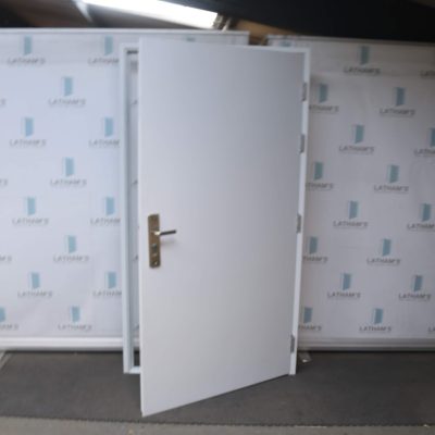 Security Steel Door | 1095mm x 2020mm | Latham's White | RH OUT/LH IN