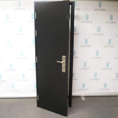 Security Cottage Style Steel Door | 695mm x 2020mm | Jet Black | LH OUT/RH IN