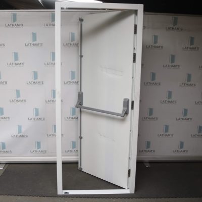 Security Fire Exit Door | 890mm x 2095mm | Latham's White | LH OUT