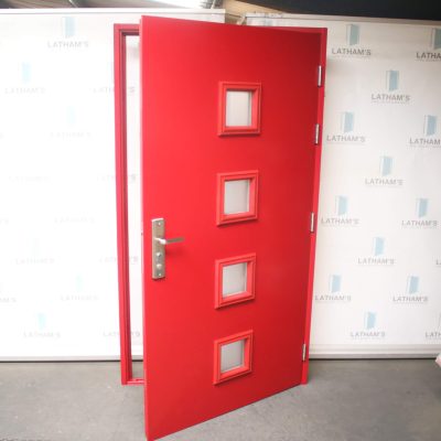 Security Glazed Steel Door | 1095mm x 2020mm | Ruby Red | RH OUT/LH IN