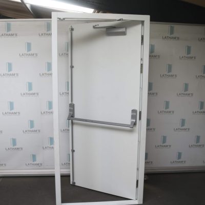 Security Fire Exit Door | 990mm x 2095mm | Latham's White | LH OUT