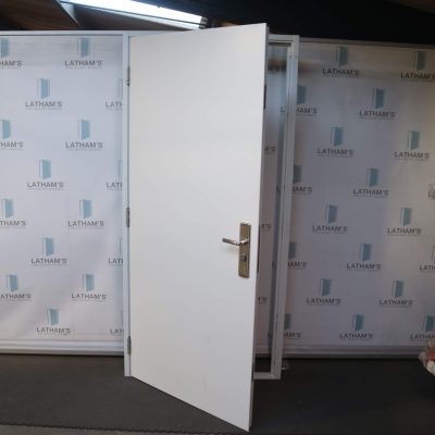 Budget Steel Door | 845mm x 1985mm | Latham's White | LH OUT/RH IN