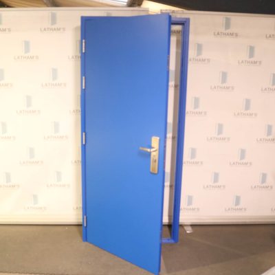 Security Steel Door | 895mm x 2020mm | Signal Blue | LH OUT/RH IN