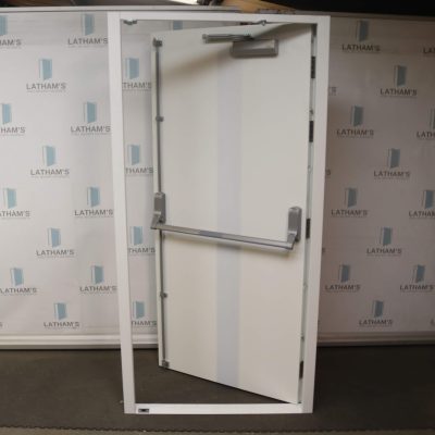 Security Fire Exit Door | 995mm x 2020mm | Latham's White | RH OUT